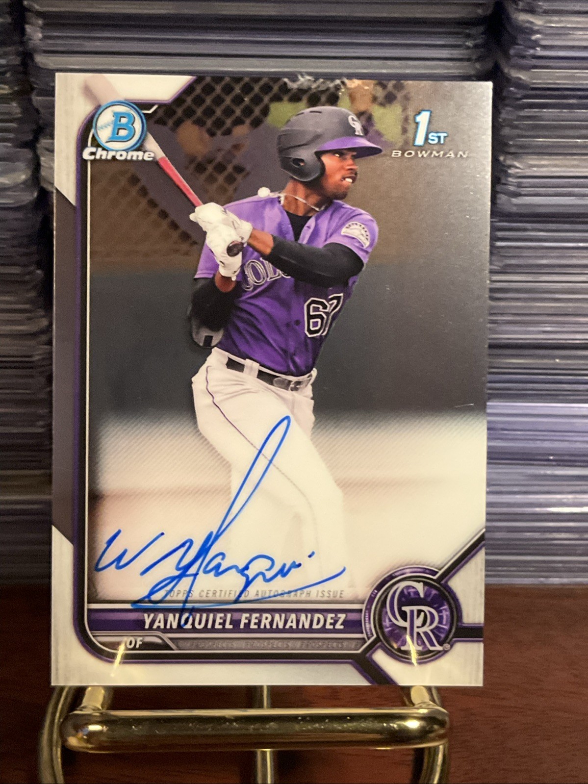 2022 Bowman Chrome 1st Yanquiel Fernandez Auto #CPA-YFZ Rockies
