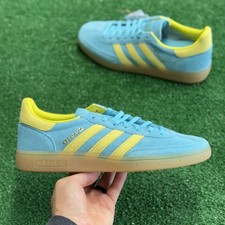 Adidas Handball Spezial Blue Glow Bright Yellow Womens JR7351 NEW Sz 9.5