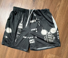 Eric Emanuel Men's Mesh Athletic Shorts Cityscape Print Black Size M Drawstring