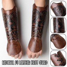 Knights Embossing Wristband Medieval PU Leather Bracers Arm Guard Cosplay Props.
