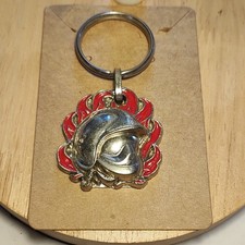 ASSUR porte-clés métal émaillé casque de pompier rouge argenté