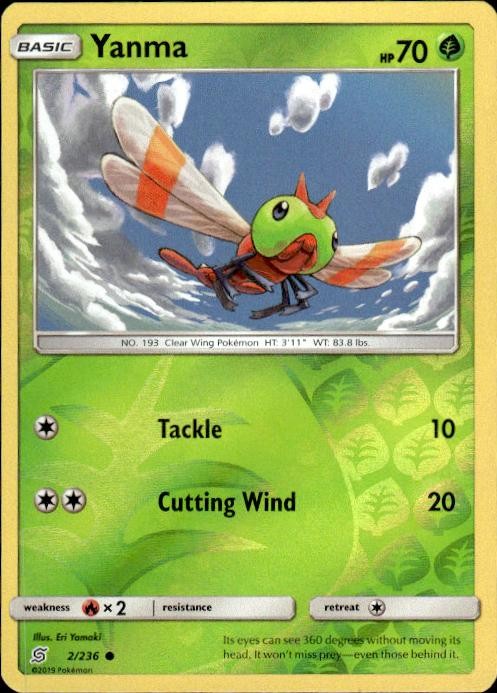 Pokemon Reverse Holo Yanma SM - Unified Minds 2/236 LP