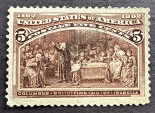 US 1893 Sc# 234 Used Stamp Columbus Soliciting Aid Isabella Columbian Expo Issue