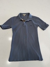 Burberry Men  s Slate Blue Polo with Subtle Logo