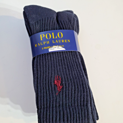 Polo Ralph Lauren Big Boys 3-Pairs Pony Logo Crew Socks Size 9-11 Shoe 4-10 Navy - Picture 6 of 6