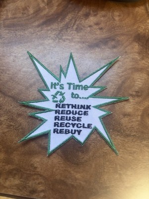 Vtg Reduce Reuse Recycle Rethink Rebuy PATCH 4  Iron On Rare Environment