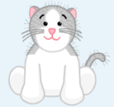 Webkinz Grey and White Cat HM015 RARE RETIRED gray kitten kitty Virtual code msg