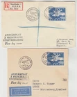 SWEDEN 1936 50o air issues on FDCs to LIVERPOOL & LORCH with BROMMA AERODROM cd