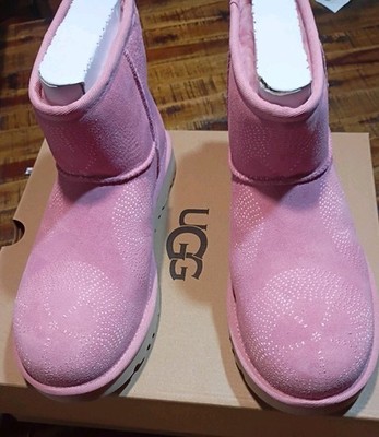 WOMENS limited edition Ugg Mini Fleur FLOWERY Horizon Pink SUEDE BOOT NEW! SZ 9