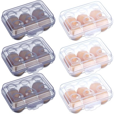 6 Pieces 6 Grid Egg Carton Camping Plastic Portable Egg Box Container for Ref...