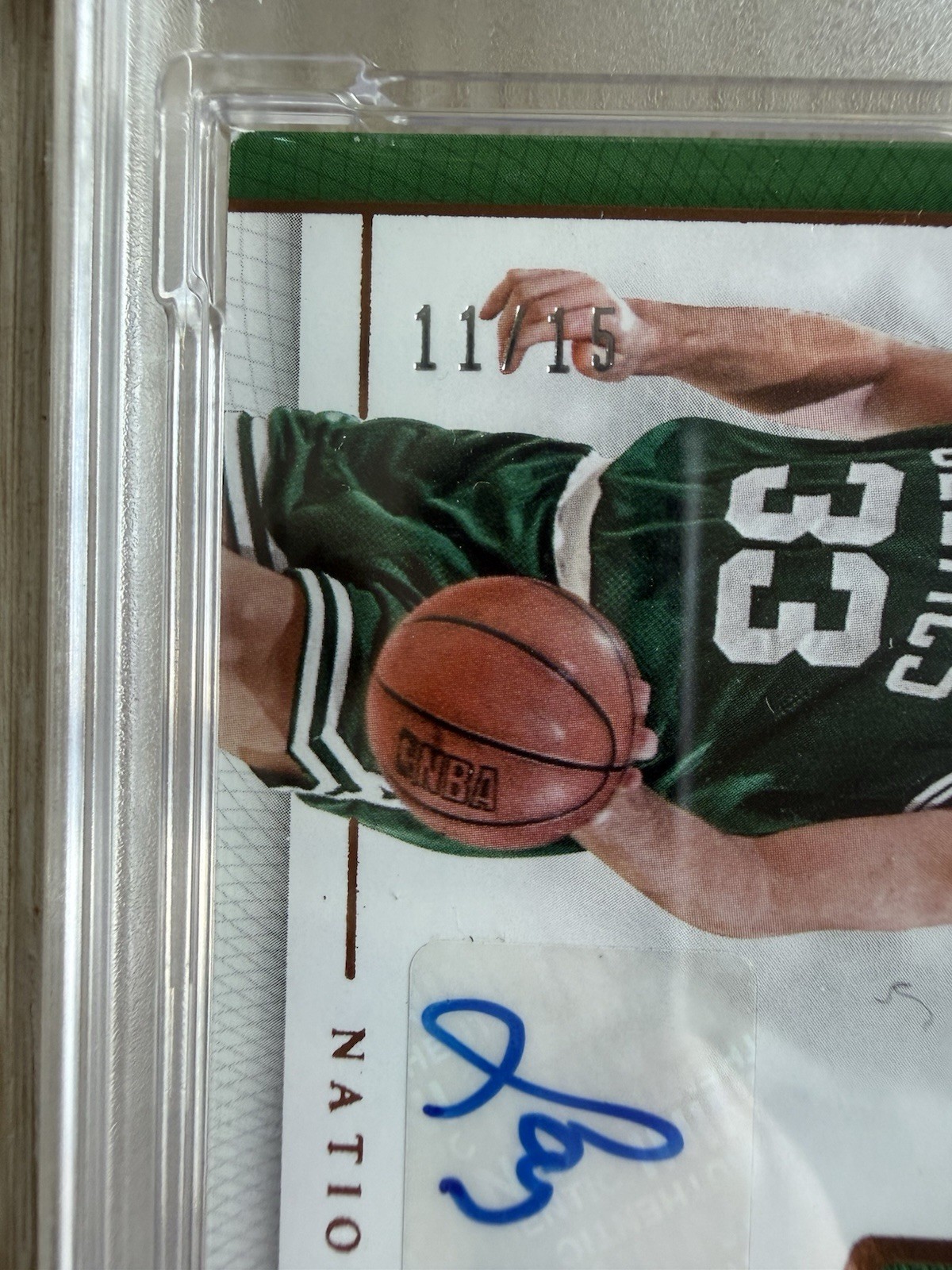 Larry Bird 2016-17 National Treasures Bronze Patch Auto /15 PSA Auth Auto 10 #26 view 3