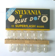 Vintage 1950s Sylvania Blue Dot Flash Bulbs, 12 Lot, Bantam 8 Class M Superflash