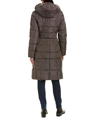 356SD700 COLE HAAN Women's Long Quilted Puffer Coat Down Jacket CARBON SIZE L