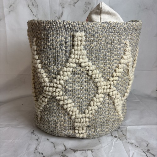 Pottery Barn Kids Metallic Woven Wool Nursery Dump Toy Storage Basket 16x16