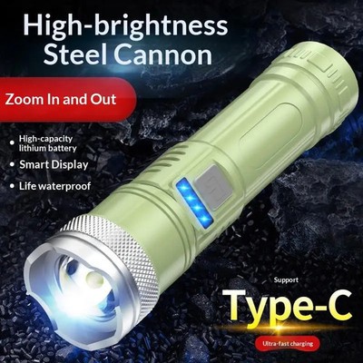 Type-C USB Aufladbare LED Taschenlampe Integrierter Akku 3 Modi Weißes Notlicht