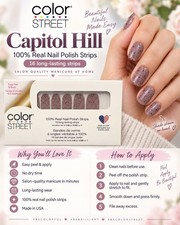 Color Street Capitol Hill Nail Polish Strips Purple Glitter FMG110 0.035 oz