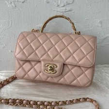 CHANEL Flap Bag with Twisted Top Handle Crossbody Bag Pink Lambskin[Duties Paid]