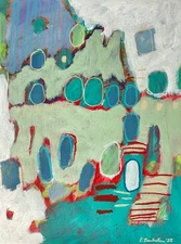 Abstract Waterfall Painting 9x12” Original on Paper Emilia Bachelier Art