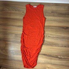 Anistar Women's orange Ruched Sides Knee Length Bodycon Dress Size Small