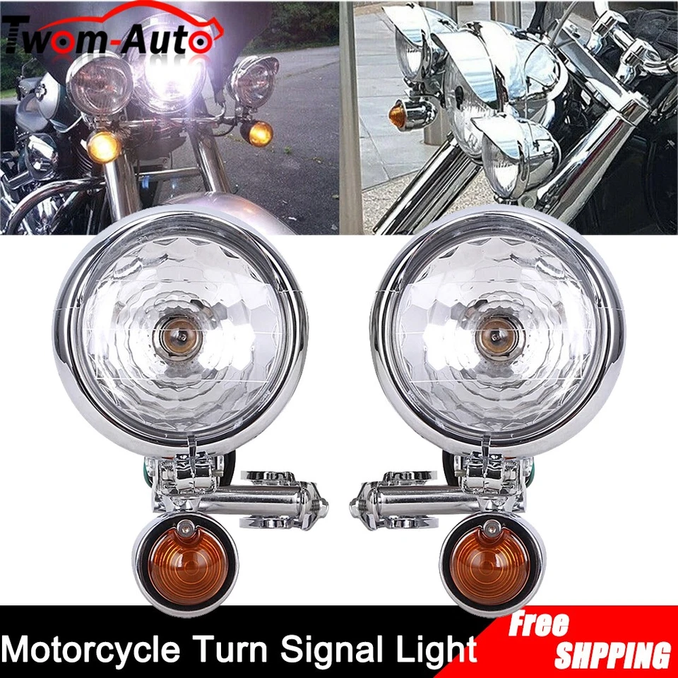 Kit de barra de luces antiniebla de punto de señal de giro de paso de conducción cromadas para motocicleta para Honda Foto 3 de 4