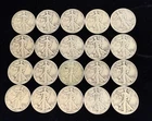 1940-1944 Walking Liberty Half Dollars, 90% Silver, Lot of 20 Coins