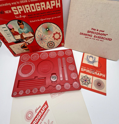 Vintage 1967 Kenner Spirograph Drawing Set No. 401 Incomplete Set - READ