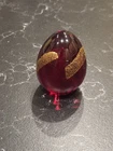 Vintage Murano Art Glass Red & Gold Foil Egg Shaped Paperweight