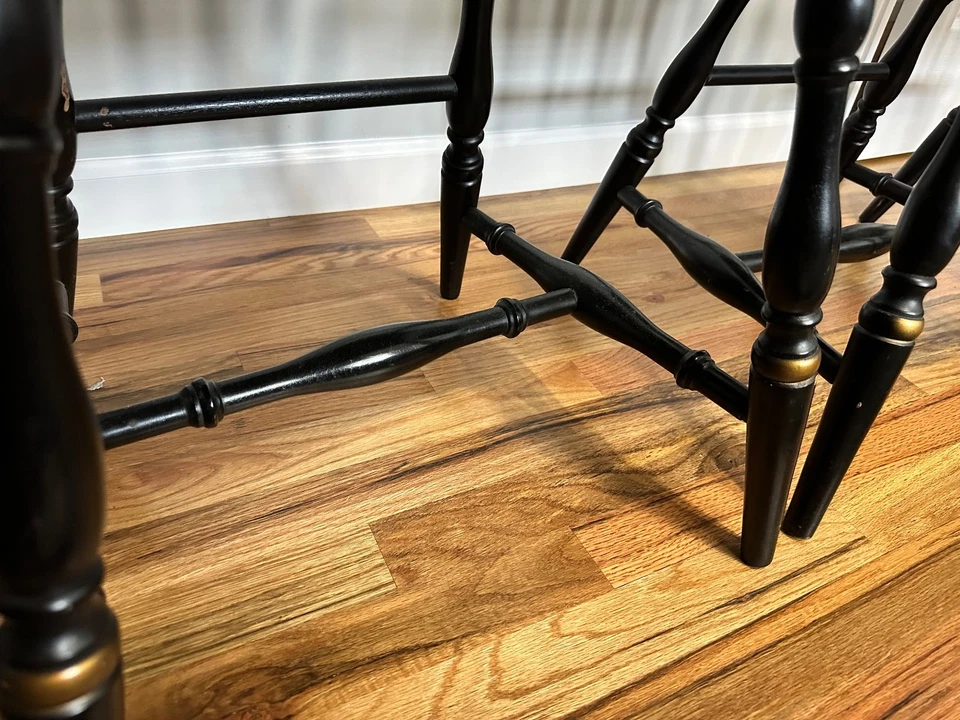 L. HITCHCOCK Dining Chair Windsor Fan Back Gold Stenciling Harvest - Rare!! - Image 4 of 4