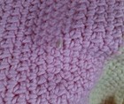 Handmade Crocheted Yellow & Pink Afghan 38" x 31"  Fringe Baby Blanket — photo 6