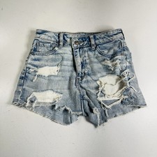 American Eagle Mom Jean Shorts Light Wash Distressed Women  s Size 0