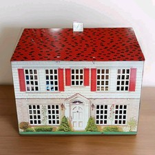 VTG Steelcraft Playsteel Dollhouse Tin Litho 2 Story Colonial W/ Furniture LARGE