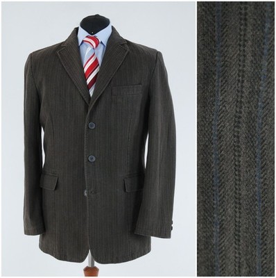 Mens Travel Blazer 42R US Size ENGBERS Striped Brown Cotton Sport Coat Jacket