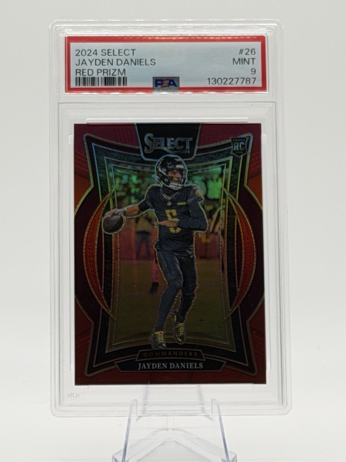 Jayden Daniels 2024 Panini Select #26 Red Prizm Concourse RC /99 PSA 9