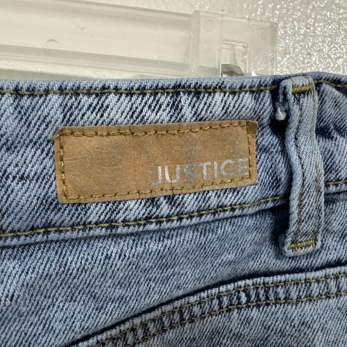 Justice Mini Mom Shorts Girls Size 16 Blue Distressed Denim Cut Off Raw Hem - Picture 10 of 11