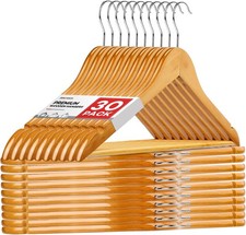 Wooden Hangers 30 Pack Heavy Duty Wood Hangers Coats Suits Jackets Closet