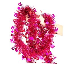 33FT Valentines Tinsel Garland, Red Pink Metallic Twist Foil Tinsel Garland
