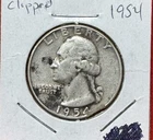 1954 Washington Silver Quarter Clip Error Silver