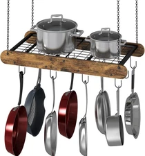 GILLAS Pot Racks Hanging Ceiling Mount with 12 S-Shaped Hooks, Heavy-Duty Pot an