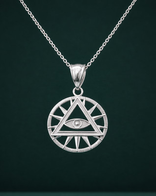 Sterling Silver All-Seeing-Eye of Providence Pyramid Charm Illuminati Necklace