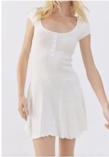 URBAN OUTFITTERS Maureen Henley Ribbed Mini Dress in White Medium NWT