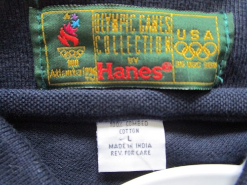 VTG- 1996 US Olympic Atlanta L Navy Blue Polo Hanes Olympic Games Collection NWT - Picture 3 of 9