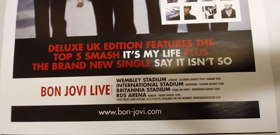 rare BON JOVI - CRUSH large promo poster 29.5.00 plus TOUR DATES 51x76cm - Image 3 of 4