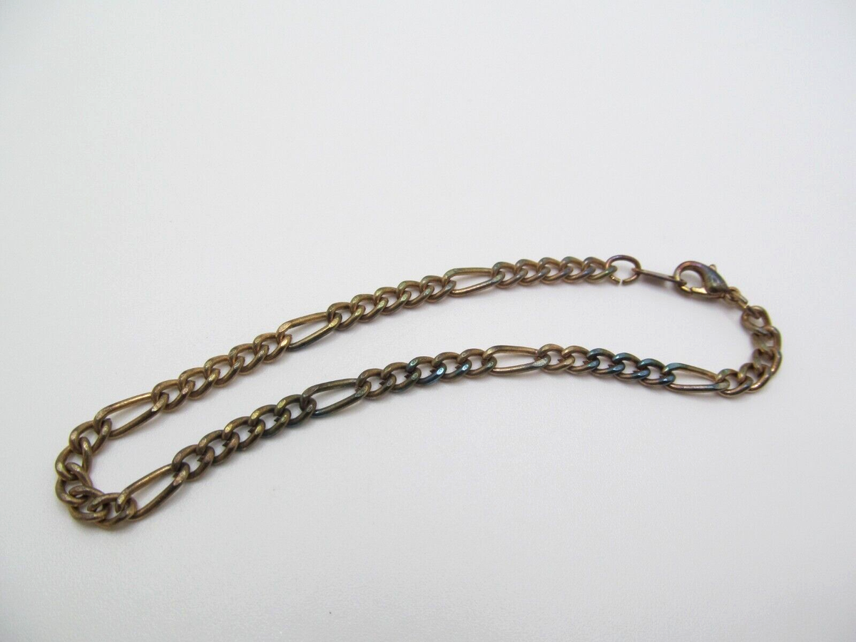 Vintage Gold Tone Rainbow Toning Figaro 3.95mm Wide Chain Bracelet
