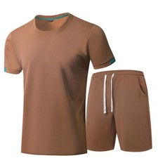 Mens Tracksuit 2-Piece Set Short Sleeve T Shirt Shorts Sweatsuit Outfit Set