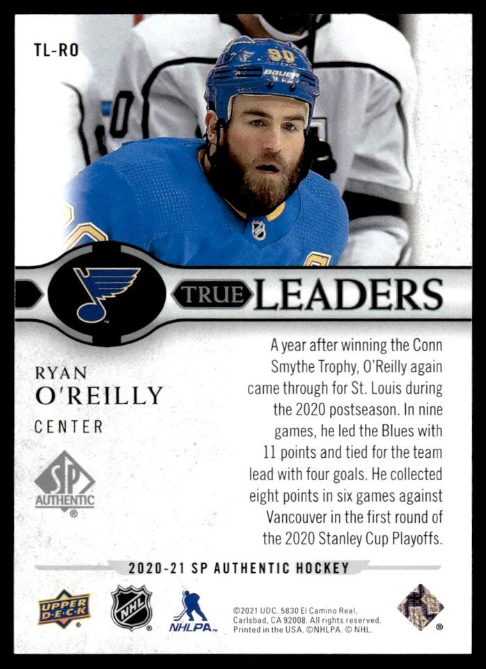 2020-21 SP Authentic True Leaders Ryan O'Reilly St. Louis Blues #TL-RO R94 - Image 2 of 2