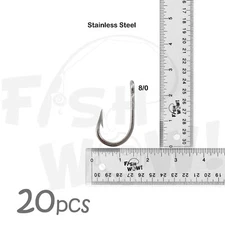 20pcs Fish WOW! Size 8/0 Swordfish Stainless Steel Hook Tuna Dorado Wahoo Marlin
