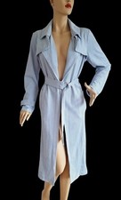 Cappotto, trench lungo con cintura taglia 38-40, blu chiaro, elastan 