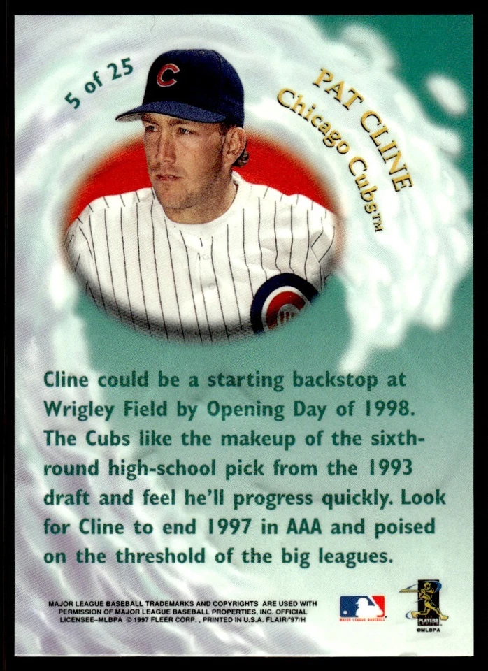 1997 Flair Showcase Wave of the Future Pat Cline Chicago Cubs #5 - Image 2 of 2