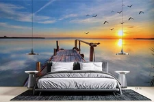 3D Trestle Sunset Self-adhesive Removeable Wallpaper Wall Mural Sticker 21