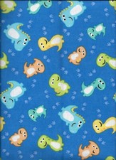 New Comfy Flannel Print Baby Dinosaurs Foot Prints Fabric by the Half Yard